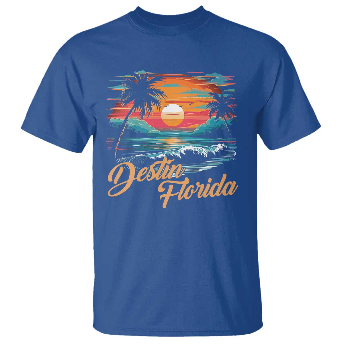 Destin Florida Beach T Shirt Retro Sunset Palm Tree Graphic
