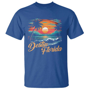 Destin Florida Beach T Shirt Retro Sunset Palm Tree Graphic