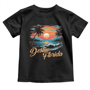 Destin Florida Beach Toddler T Shirt Retro Sunset Palm Tree Graphic TS12 Black Print Your Wear