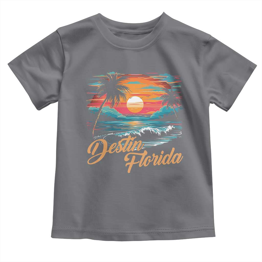 Destin Florida Beach Toddler T Shirt Retro Sunset Palm Tree Graphic TS12 Charcoal Print Your Wear