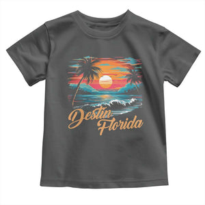 Destin Florida Beach Toddler T Shirt Retro Sunset Palm Tree Graphic TS12 Dark Heather Print Your Wear