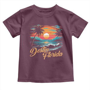 Destin Florida Beach Toddler T Shirt Retro Sunset Palm Tree Graphic TS12 Maroon Print Your Wear