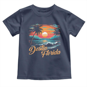 Destin Florida Beach Toddler T Shirt Retro Sunset Palm Tree Graphic TS12 Navy Print Your Wear