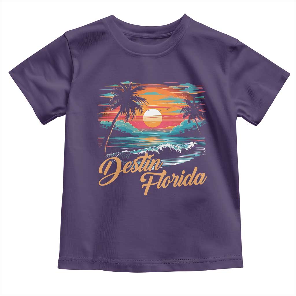Destin Florida Beach Toddler T Shirt Retro Sunset Palm Tree Graphic TS12 Purple Print Your Wear