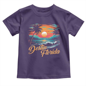 Destin Florida Beach Toddler T Shirt Retro Sunset Palm Tree Graphic TS12 Purple Print Your Wear