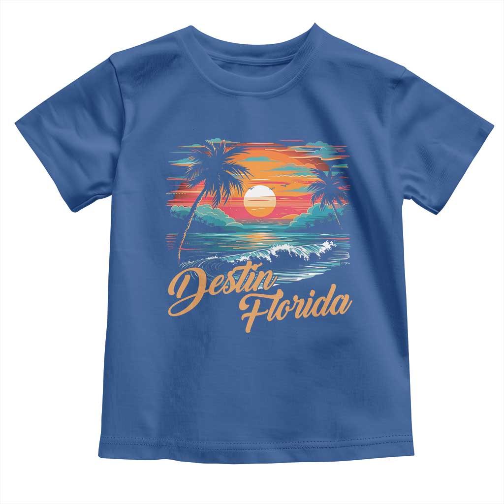 Destin Florida Beach Toddler T Shirt Retro Sunset Palm Tree Graphic TS12 Royal Blue Print Your Wear