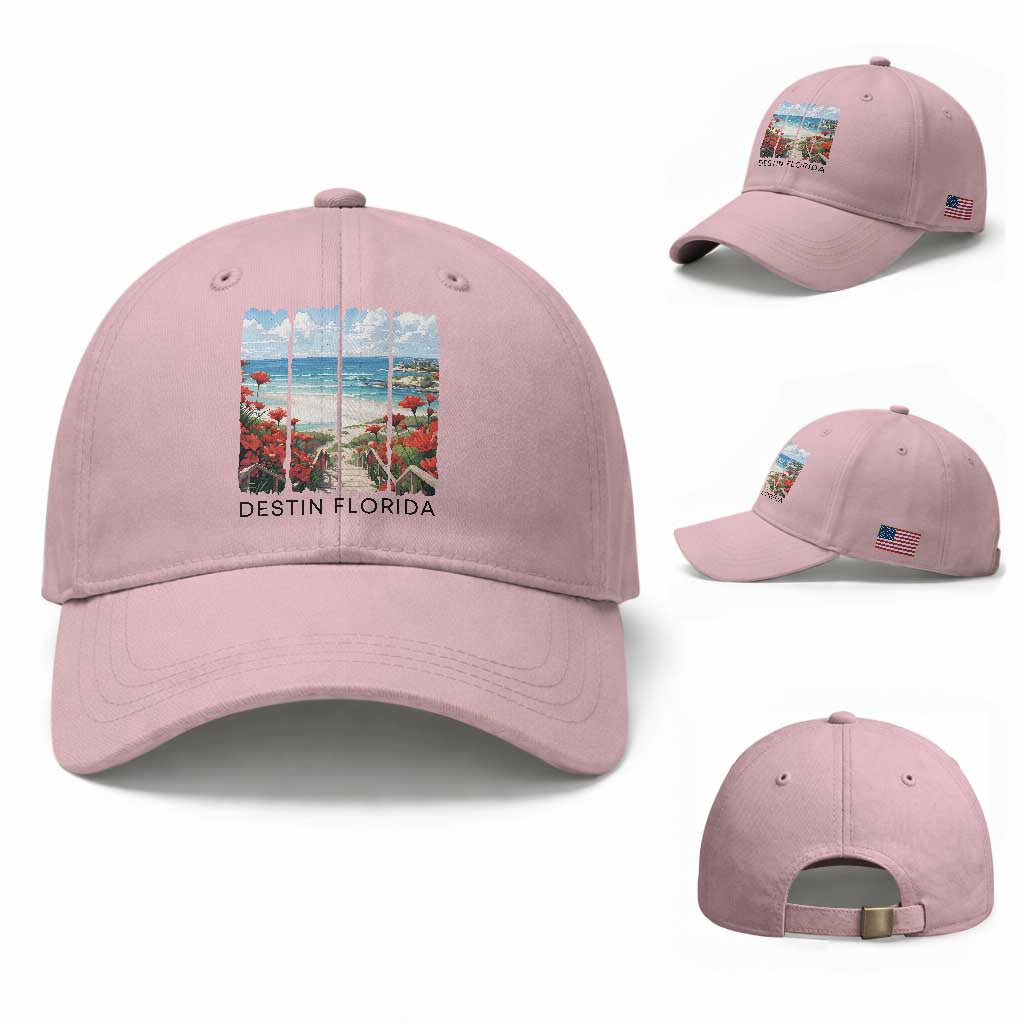Destin Florida Baseball Cap Summer Travel Beach Vacation Gift TS12 Baseball Cap Universal Fit Light Pink Print Your Wear