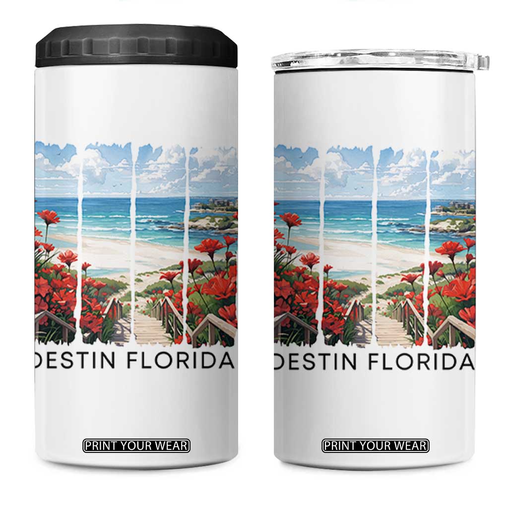 Destin Florida 4 in 1 Can Cooler Tumbler Summer Travel Beach Vacation Gift TS12 One Size: 16 oz White Print Your Wear