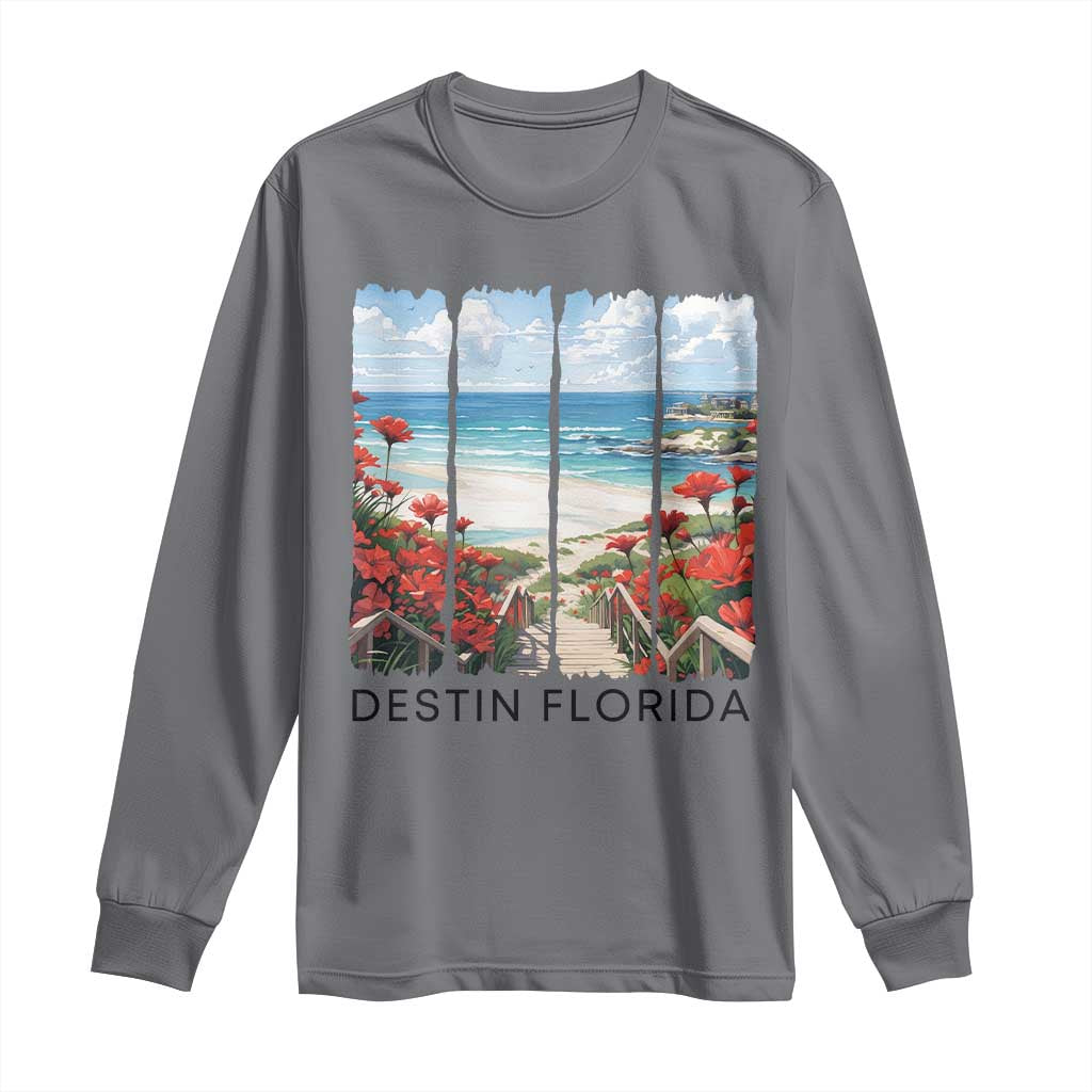 Destin Florida Long Sleeve Shirt Summer Travel Beach Vacation Gift TS12 Charcoal Print Your Wear