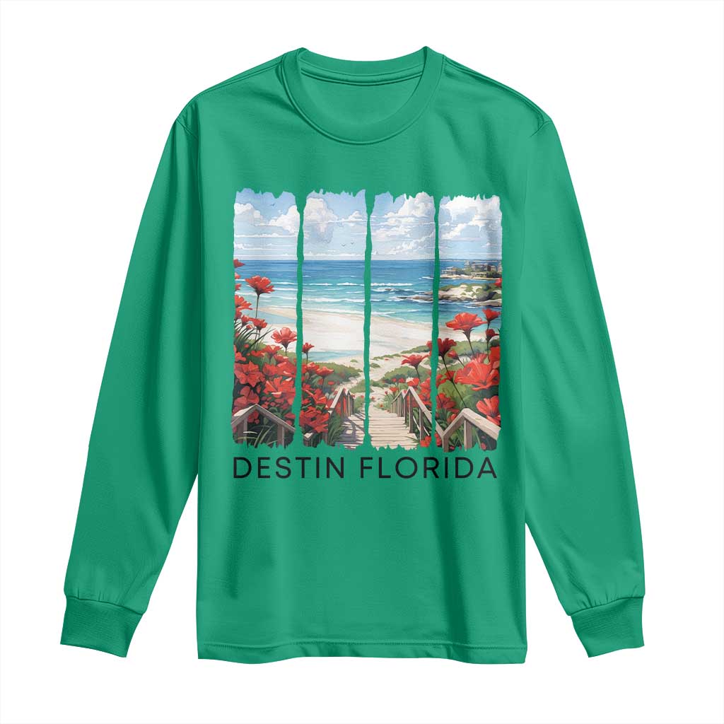 Destin Florida Long Sleeve Shirt Summer Travel Beach Vacation Gift TS12 Irish Green Print Your Wear