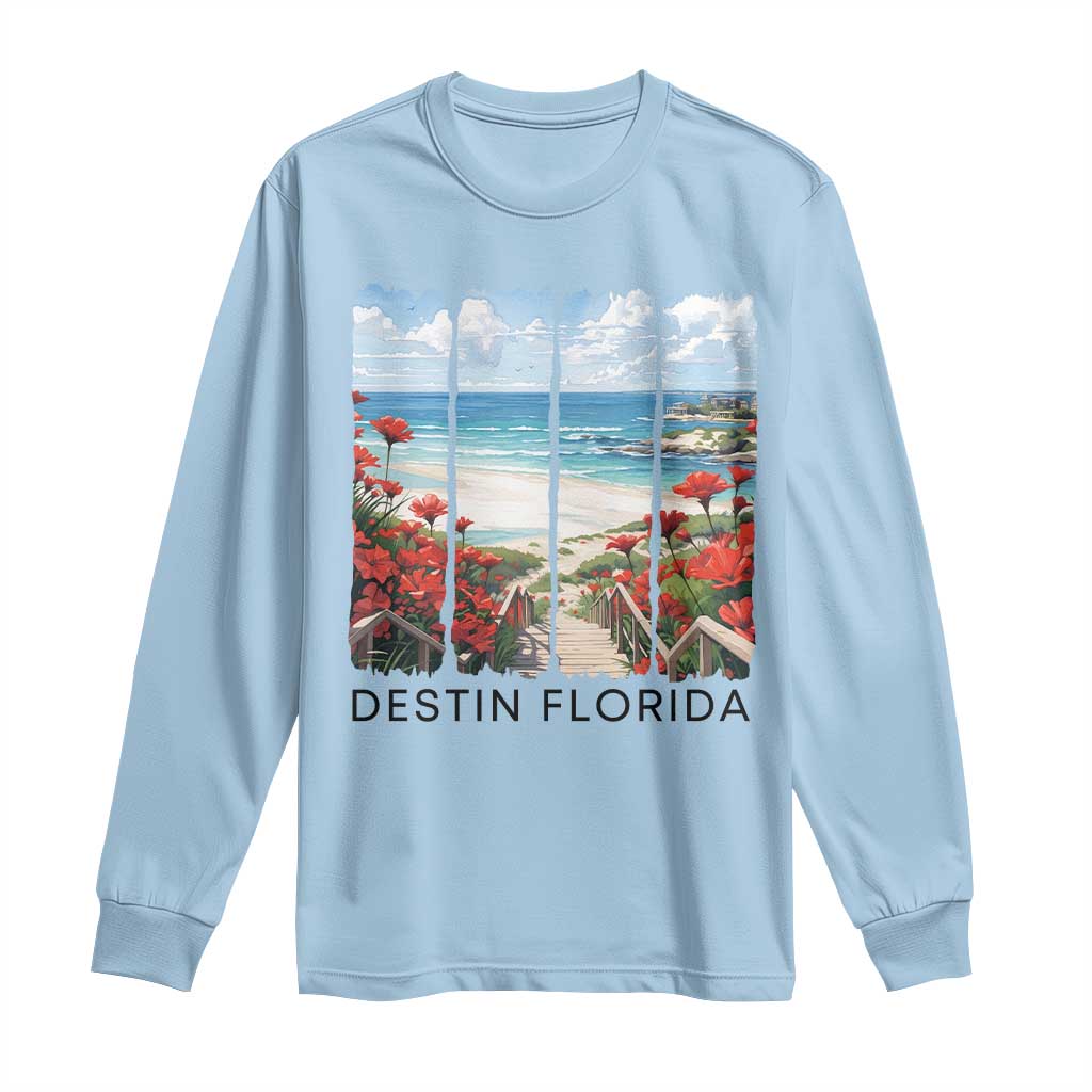 Destin Florida Long Sleeve Shirt Summer Travel Beach Vacation Gift TS12 Light Blue Print Your Wear
