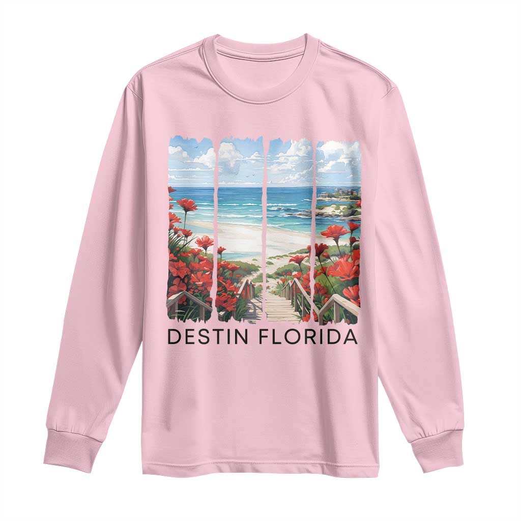 Destin Florida Long Sleeve Shirt Summer Travel Beach Vacation Gift TS12 Light Pink Print Your Wear