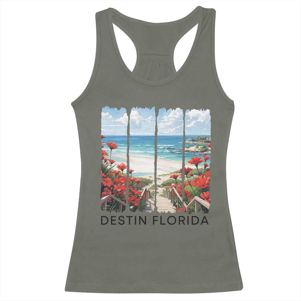 Destin Florida Racerback Tank Top Summer Travel Beach Vacation Gift TS12 Military Green Print Your Wear