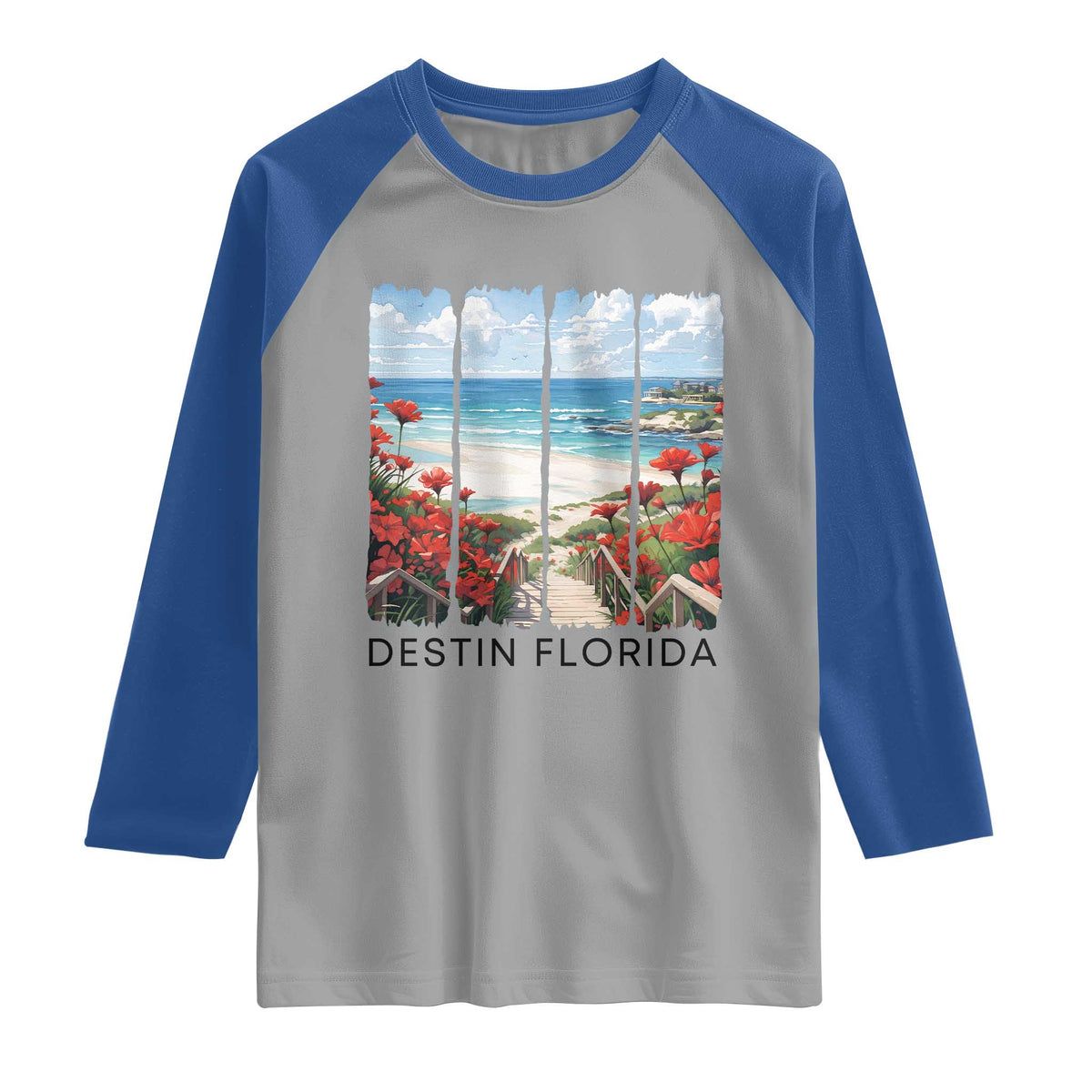 Destin Florida Raglan Shirt Summer Travel Beach Vacation Gift TS12 Sport Gray Royal Print Your Wear