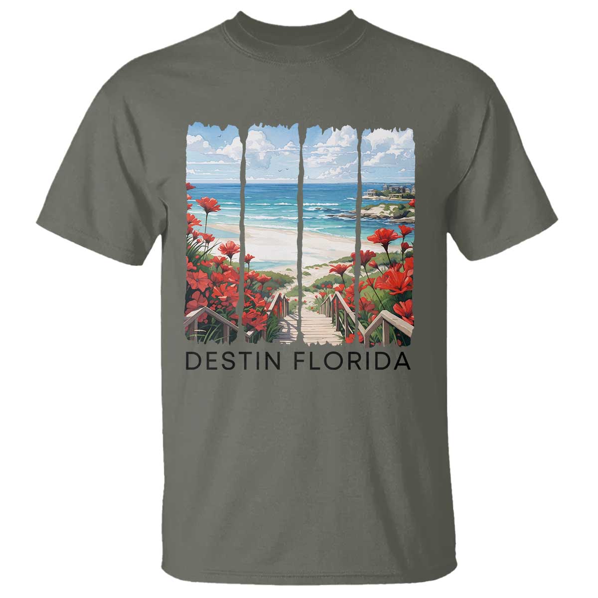 Destin Florida T Shirt Summer Travel Beach Vacation Gift TS12 Military Green Print Your Wear