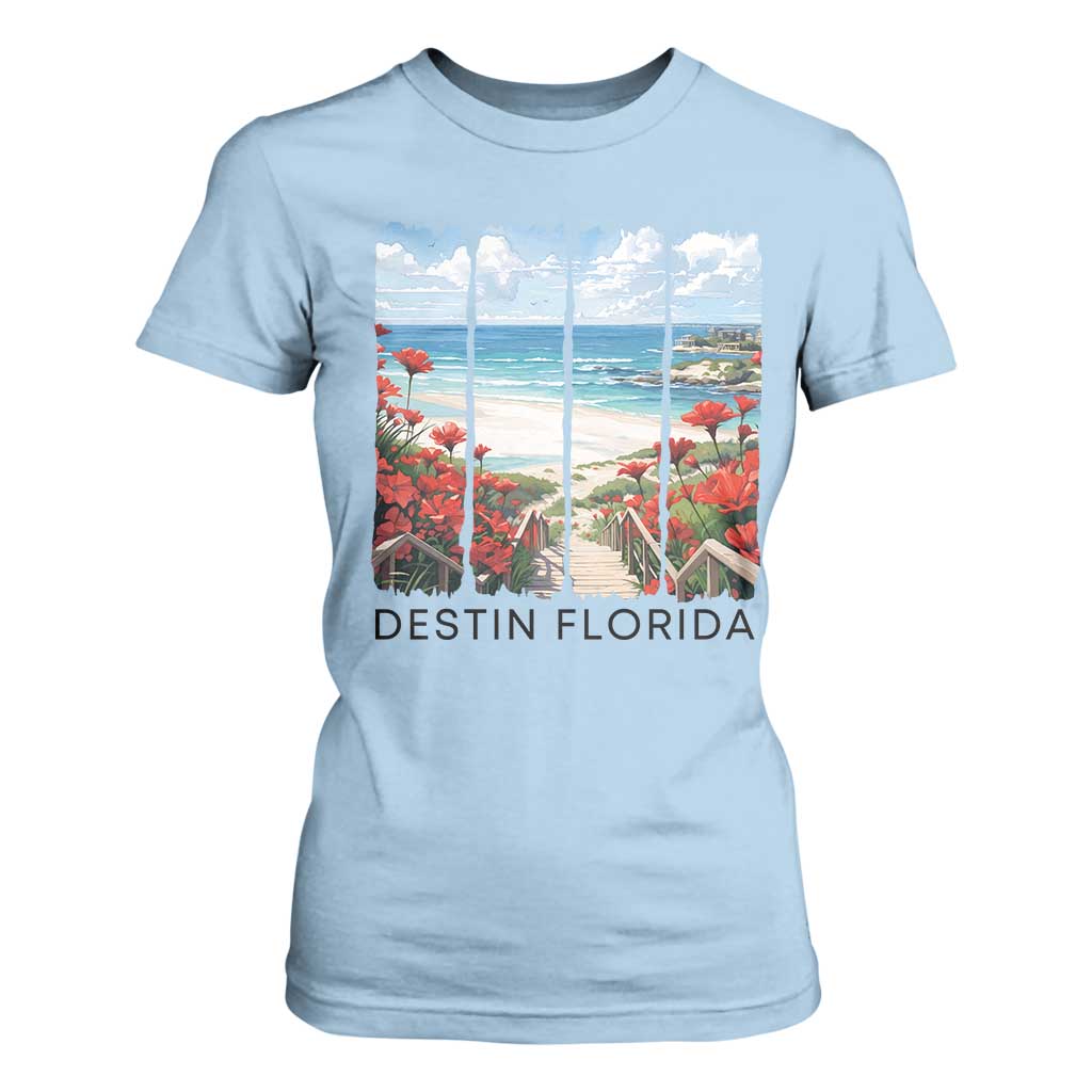 Destin Florida T Shirt For Women Summer Travel Beach Vacation Gift TS12 Light Blue Print Your Wear