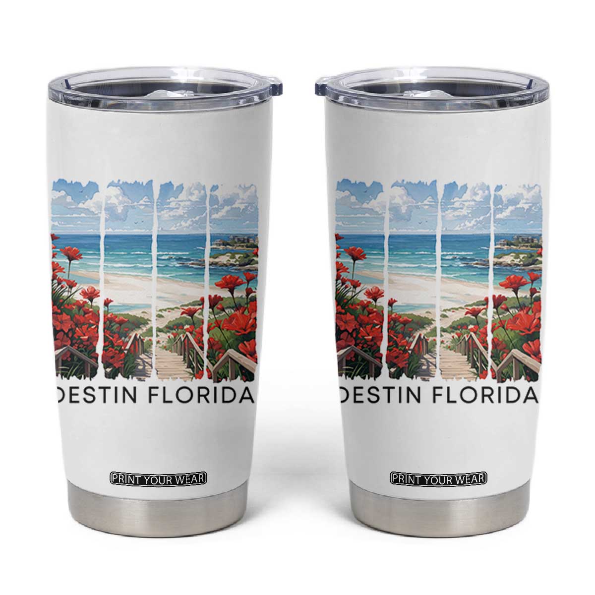 Destin Florida Tumbler Cup Summer Travel Beach Vacation Gift TS12 White Print Your Wear