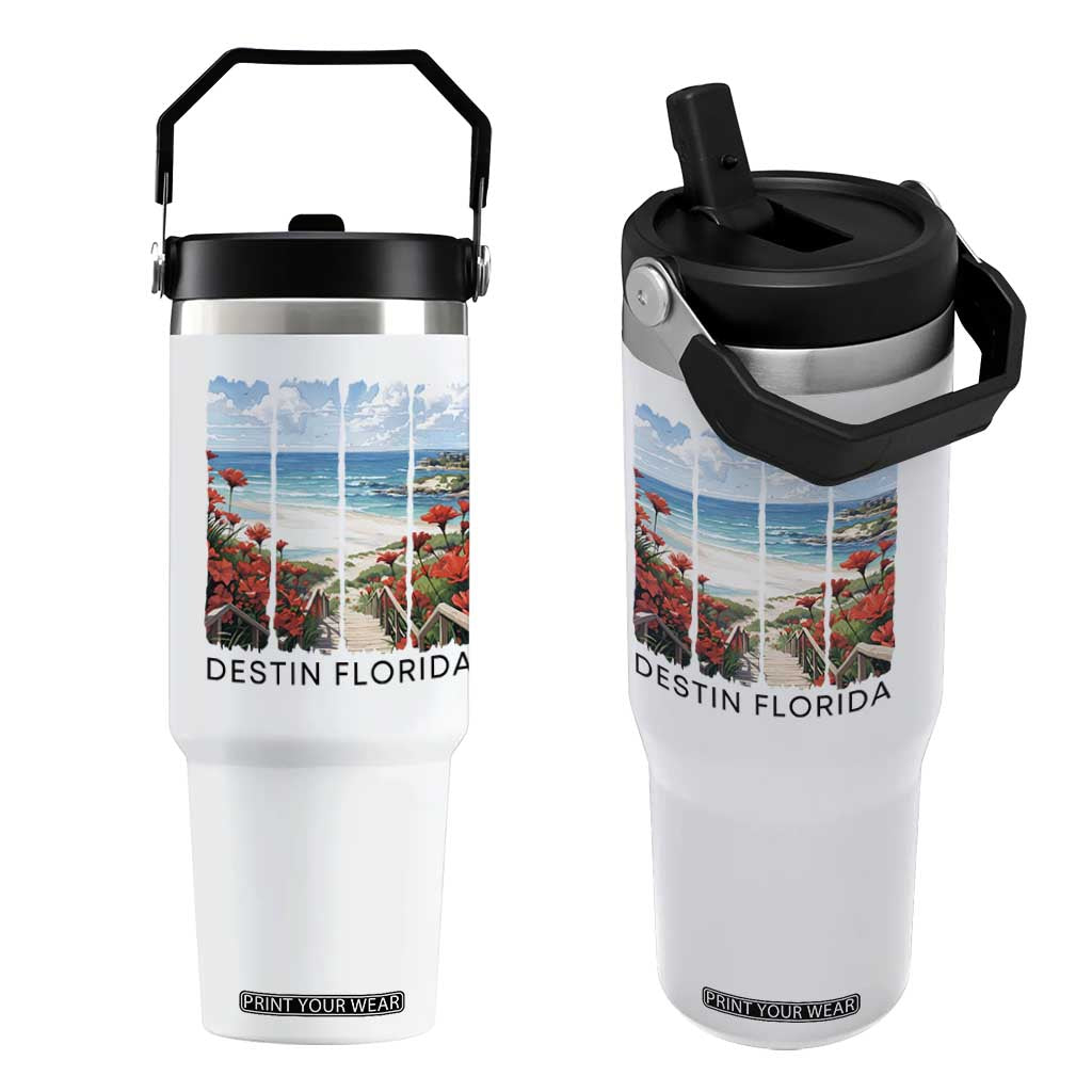 Destin Florida Flip Straw Tumbler Summer Travel Beach Vacation Gift TS12 One Size: 30 oz White Print Your Wear