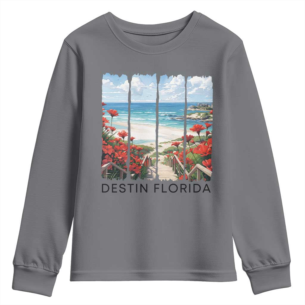 Destin Florida Youth Sweatshirt Summer Travel Beach Vacation Gift TS12 Charcoal Print Your Wear