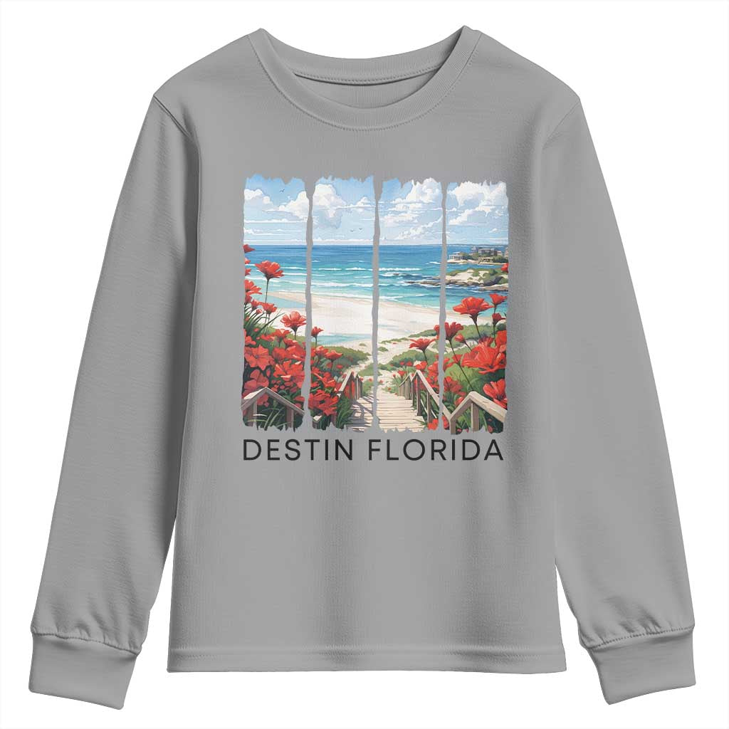 Destin Florida Youth Sweatshirt Summer Travel Beach Vacation Gift TS12 Sport Gray Print Your Wear
