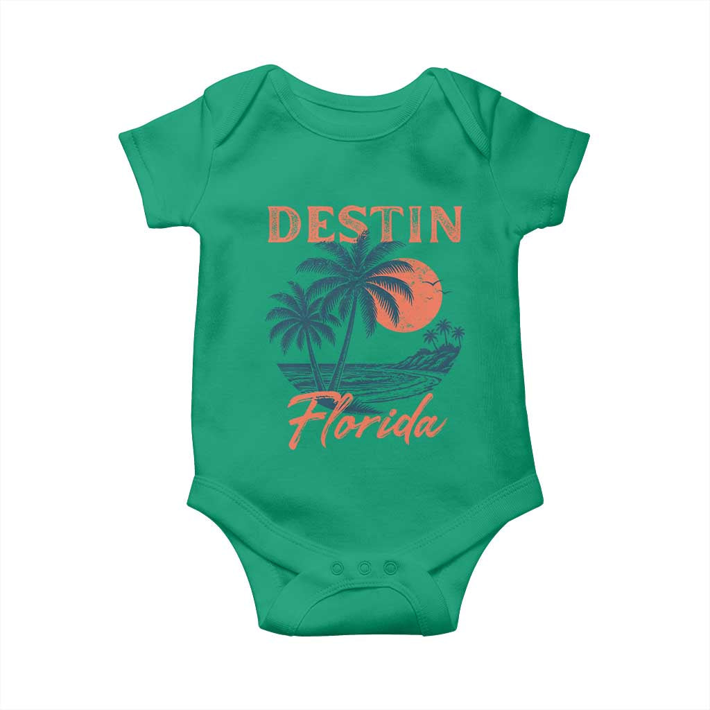 Vintage Destin Florida Beach Baby Onesie Sunset Palm Tree Graphic