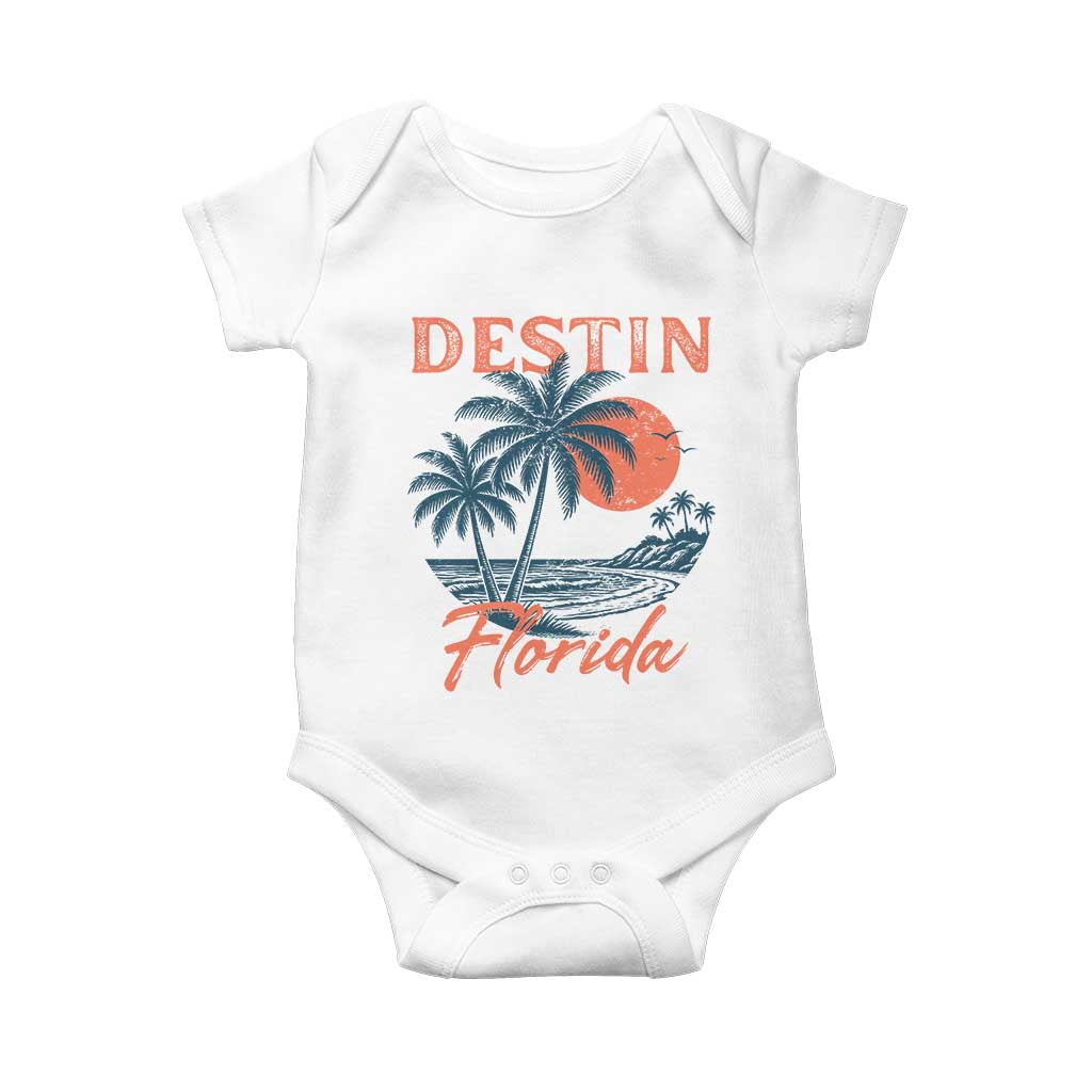 Vintage Destin Florida Beach Baby Onesie Sunset Palm Tree Graphic TS12 White Print Your Wear