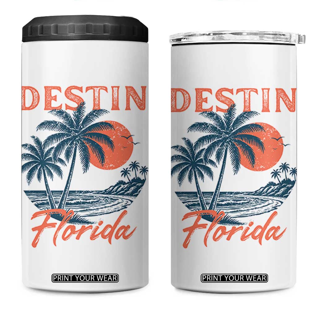 Vintage Destin Florida Beach 4 in 1 Can Cooler Tumbler Sunset Palm Tree Graphic TS12 One Size: 16 oz White Print Your Wear