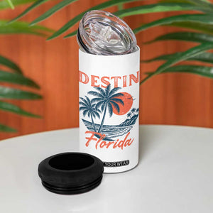 Vintage Destin Florida Beach 4 in 1 Can Cooler Tumbler Sunset Palm Tree Graphic TS12 Print Your Wear