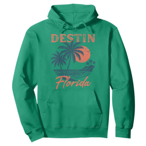 Vintage Destin Florida Beach Hoodie Sunset Palm Tree Graphic TS12 Irish Green Print Your Wear