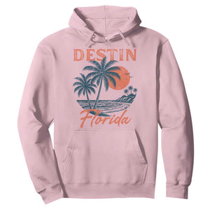 Vintage Destin Florida Beach Hoodie Sunset Palm Tree Graphic TS12 Light Pink Print Your Wear