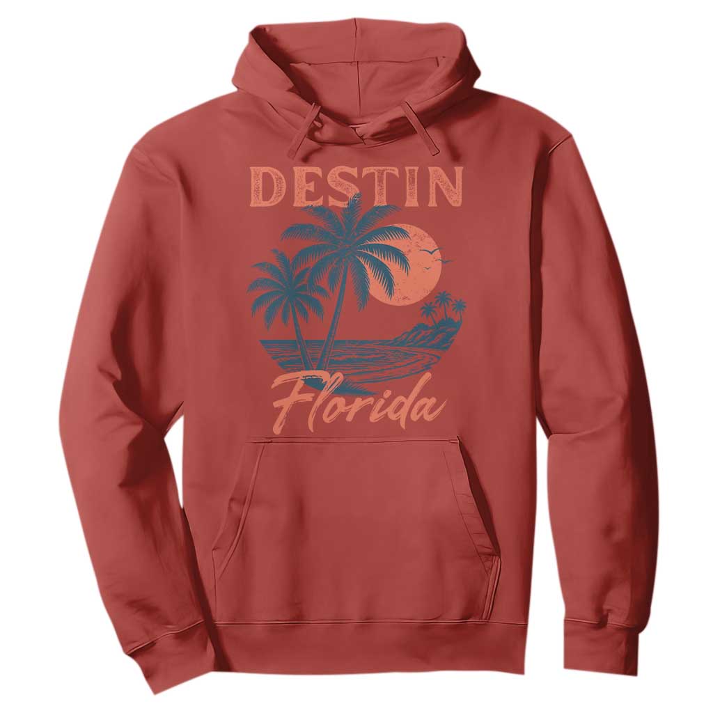 Vintage Destin Florida Beach Hoodie Sunset Palm Tree Graphic TS12 Red Print Your Wear