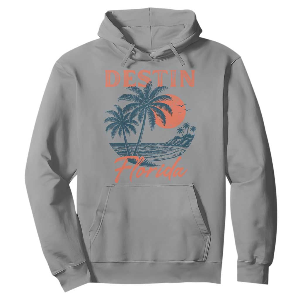 Vintage Destin Florida Beach Hoodie Sunset Palm Tree Graphic TS12 Sport Gray Print Your Wear