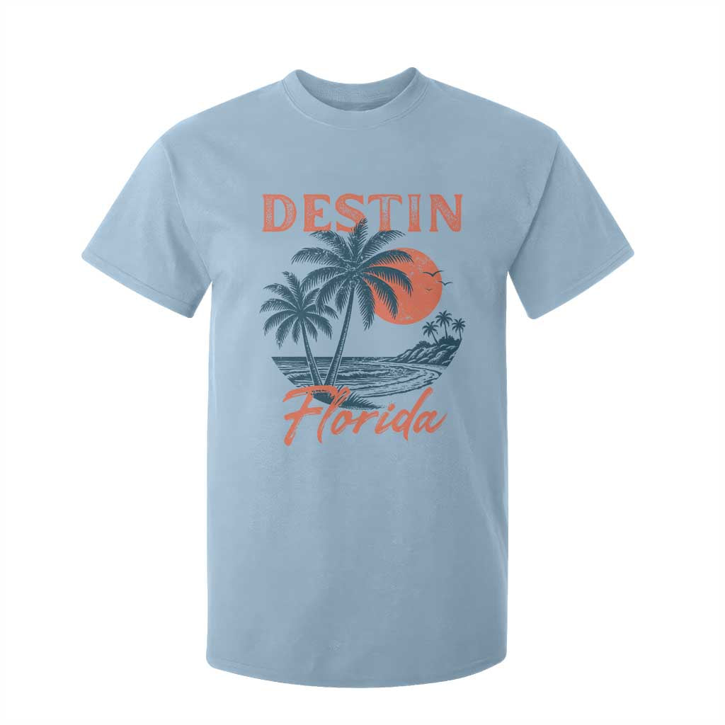 Vintage Destin Florida Beach T Shirt For Kid Sunset Palm Tree Graphic TS12 Light Blue Print Your Wear