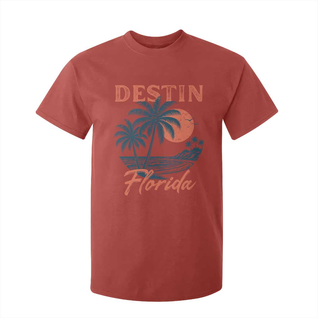 Vintage Destin Florida Beach T Shirt For Kid Sunset Palm Tree Graphic TS12 Red Print Your Wear
