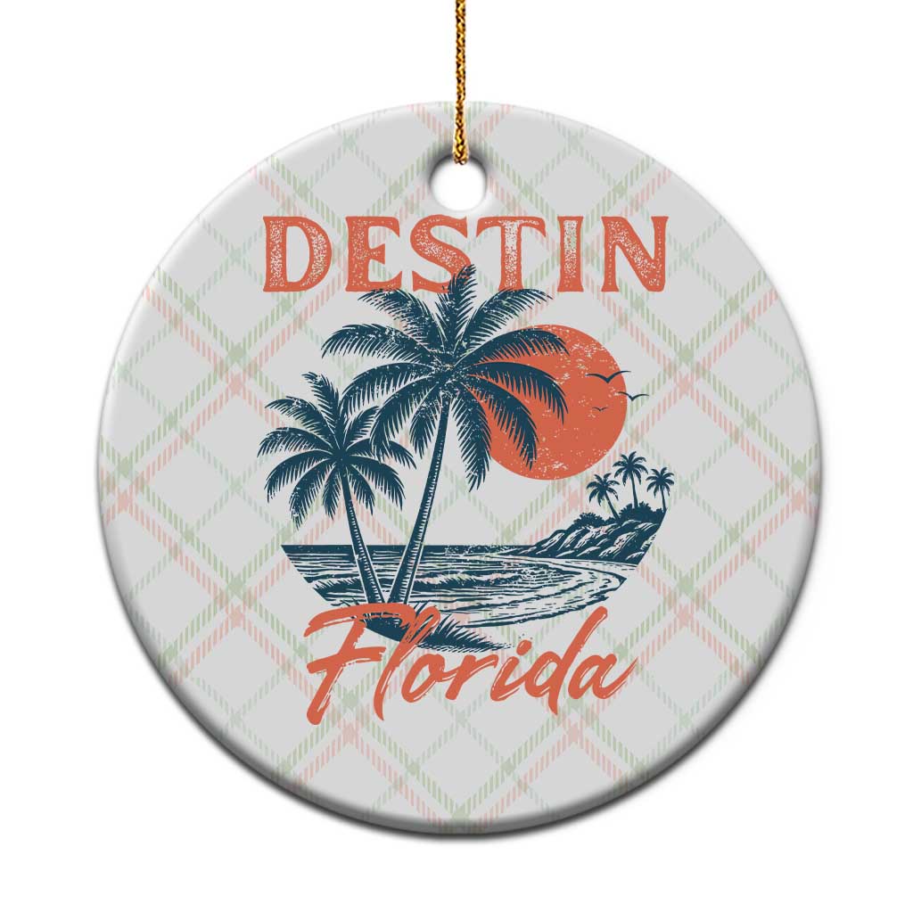 Vintage Destin Florida Beach Ceramic Ornament Sunset Palm Tree Graphic TS12 1pc Christmas Plaid Print Your Wear