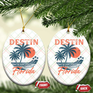Vintage Destin Florida Beach Ceramic Ornament Sunset Palm Tree Graphic TS12 Print Your Wear