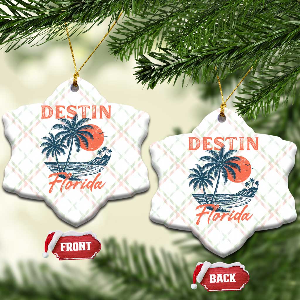 Vintage Destin Florida Beach Ceramic Ornament Sunset Palm Tree Graphic TS12 Print Your Wear