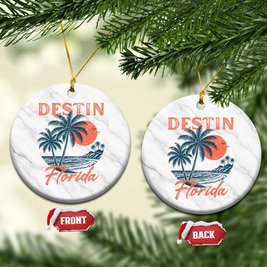 Vintage Destin Florida Beach Ceramic Ornament Sunset Palm Tree Graphic TS12 1pc White Marble Print Your Wear