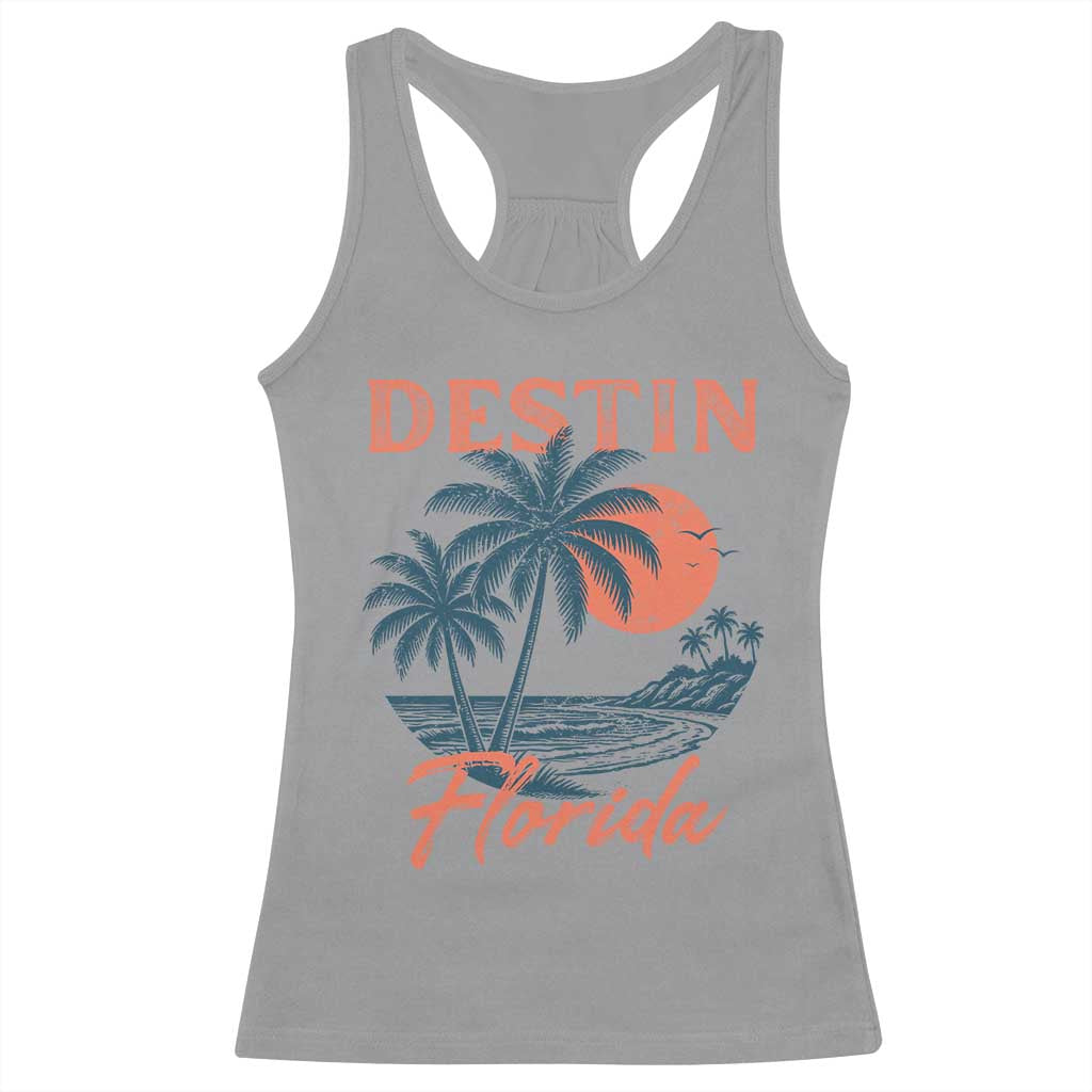 Vintage Destin Florida Beach Racerback Tank Top Sunset Palm Tree Graphic TS12 Sport Gray Print Your Wear
