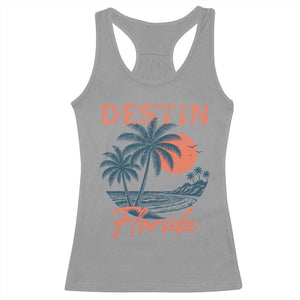Vintage Destin Florida Beach Racerback Tank Top Sunset Palm Tree Graphic TS12 Sport Gray Print Your Wear