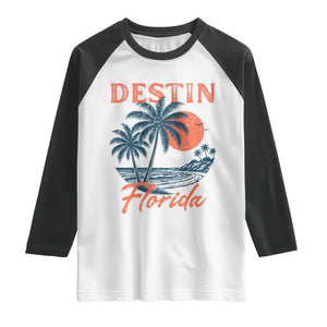 Vintage Destin Florida Beach Raglan Shirt Sunset Palm Tree Graphic TS12 White Black Print Your Wear