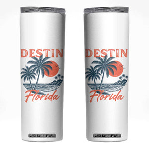 Vintage Destin Florida Beach Skinny Tumbler Sunset Palm Tree Graphic TS12 White Print Your Wear
