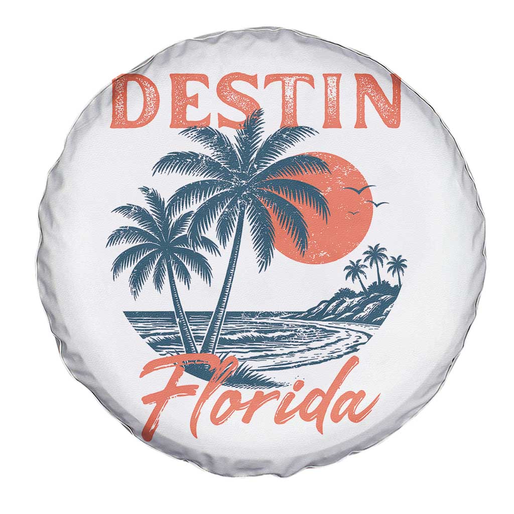 Vintage Destin Florida Beach Spare Tire Cover Sunset Palm Tree Graphic TS12 Print Your Wear