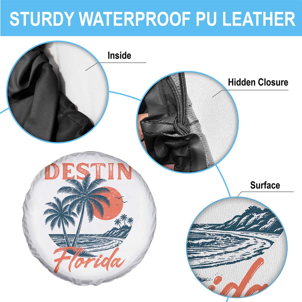 Vintage Destin Florida Beach Spare Tire Cover Sunset Palm Tree Graphic TS12 Print Your Wear