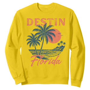 Vintage Destin Florida Beach Sweatshirt Sunset Palm Tree Graphic