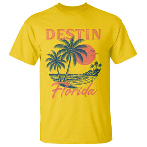 Vintage Destin Florida Beach T Shirt Sunset Palm Tree Graphic