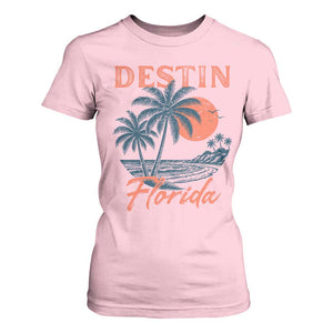 Vintage Destin Florida Beach T Shirt For Women Sunset Palm Tree Graphic TS12 Light Pink Print Your Wear