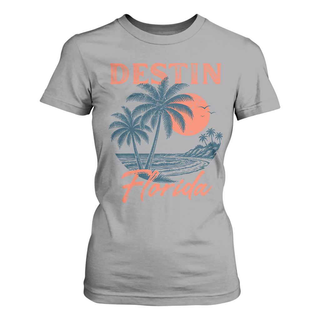 Vintage Destin Florida Beach T Shirt For Women Sunset Palm Tree Graphic TS12 Sport Gray Print Your Wear