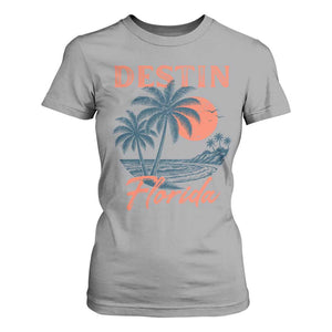 Vintage Destin Florida Beach T Shirt For Women Sunset Palm Tree Graphic TS12 Sport Gray Print Your Wear