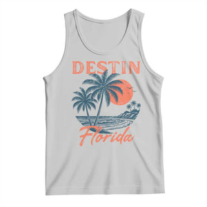 Vintage Destin Florida Beach Tank Top Sunset Palm Tree Graphic TS12 Ash Print Your Wear